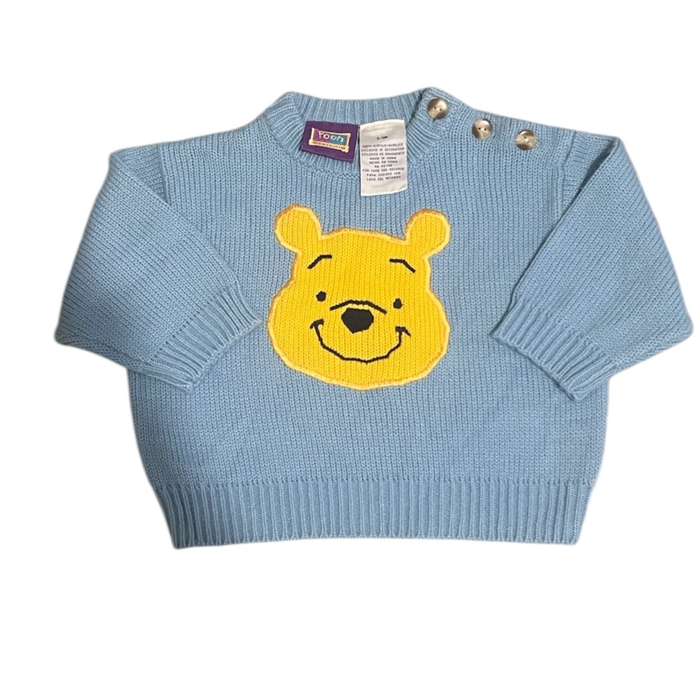 Vintage POOH Bear Knit Sweater Size 6/9 Months Rare Old Stock Disney